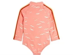 Mini Rodini badedragt med lange ærmer pink med måger UPF 50+